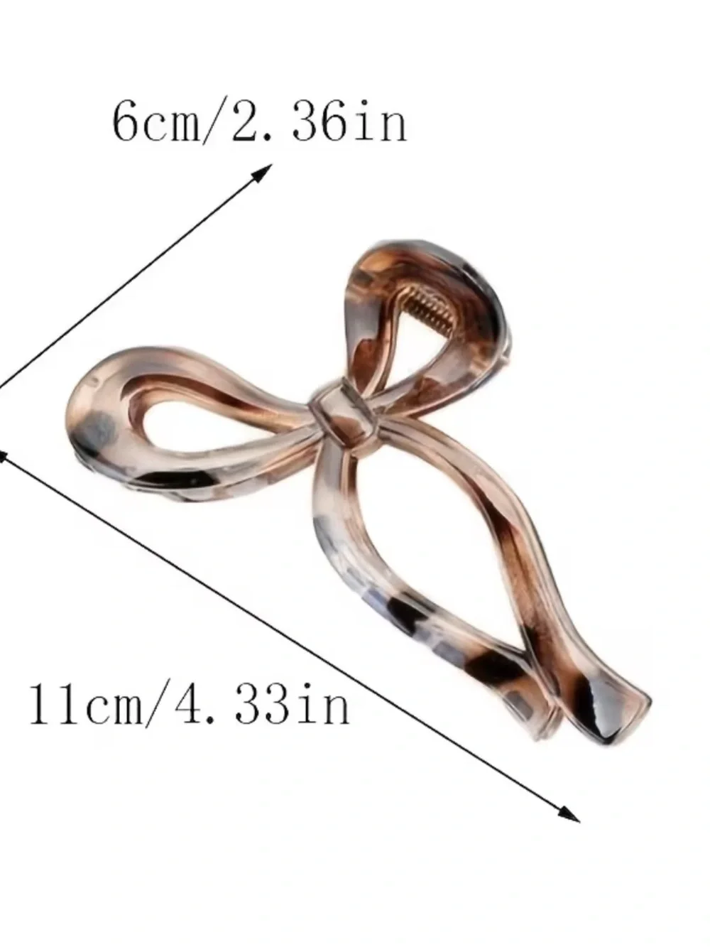 Bow Hair Claw Clip Set of 4 Large Acrylic Tortoise Shell & Black Hair Clips NWT